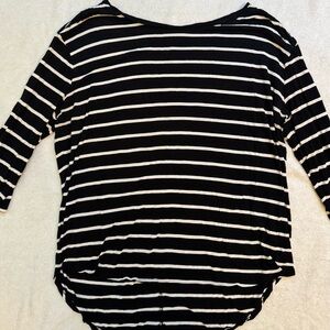 Striped Black and White Women's Top Plus Size 1X